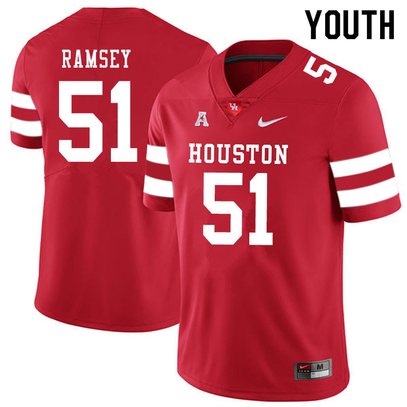 Youth #51 Kyle Ramsey Houston Cougars College Football Jerseys Sale-Red